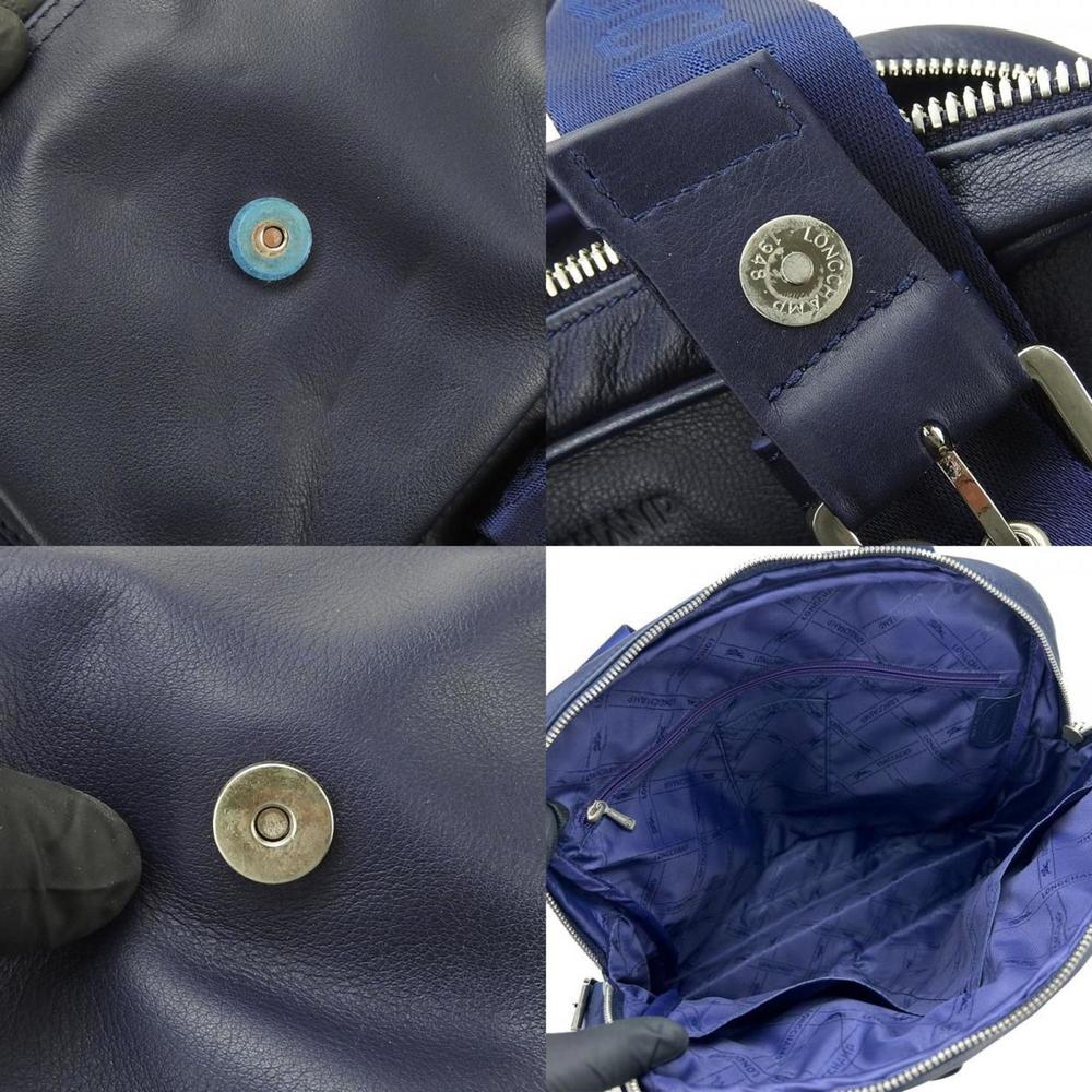 Longchamp Handbag Leather Navy Ladies - Picture 8 of 11